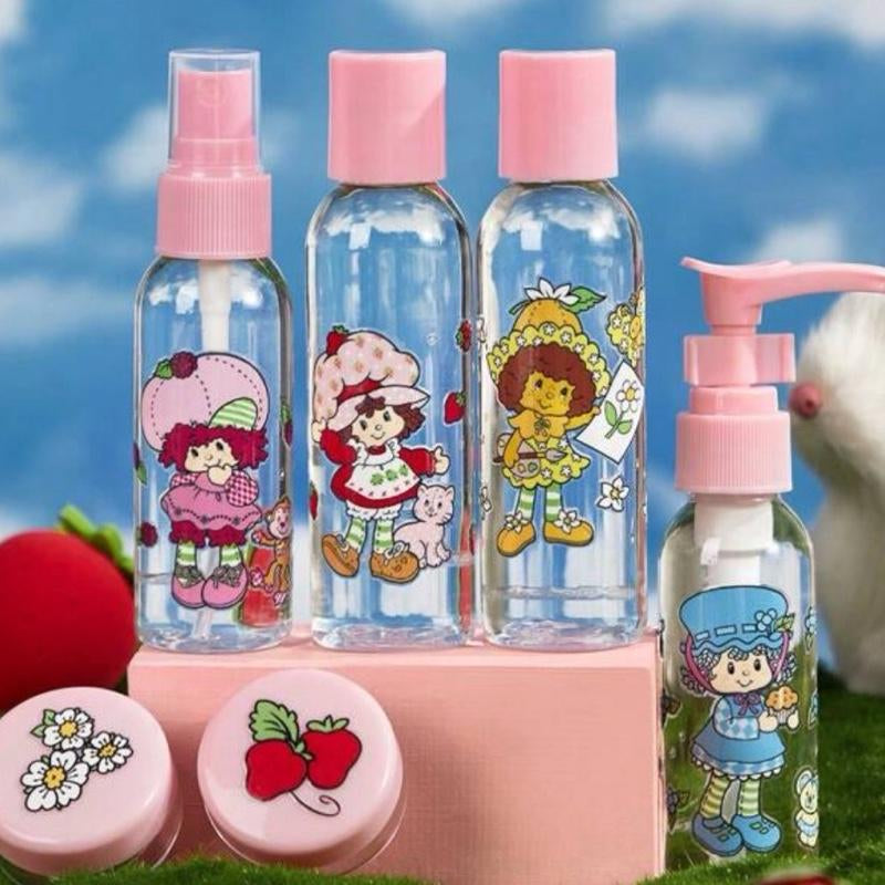 Strawberry Shortcake 6 Pcs Travel Containers Set with Bottle Lids and Organizer Multicolor