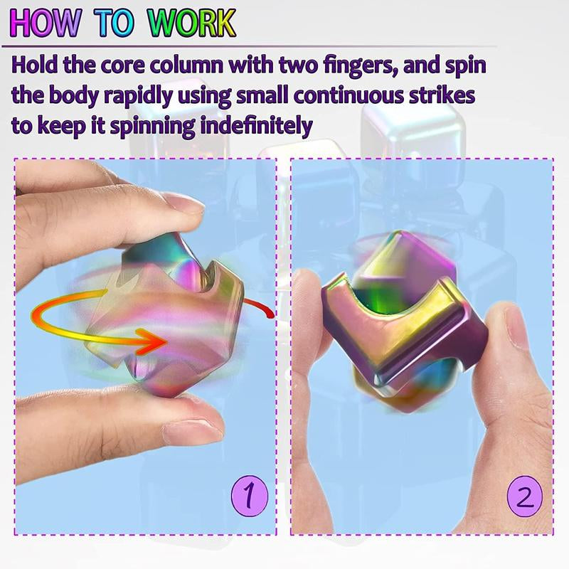 Alloy Spinning Rubik'S Cube, Finger Spinner, Colorful Square Fidget Spinner, Cube Leisure Toys