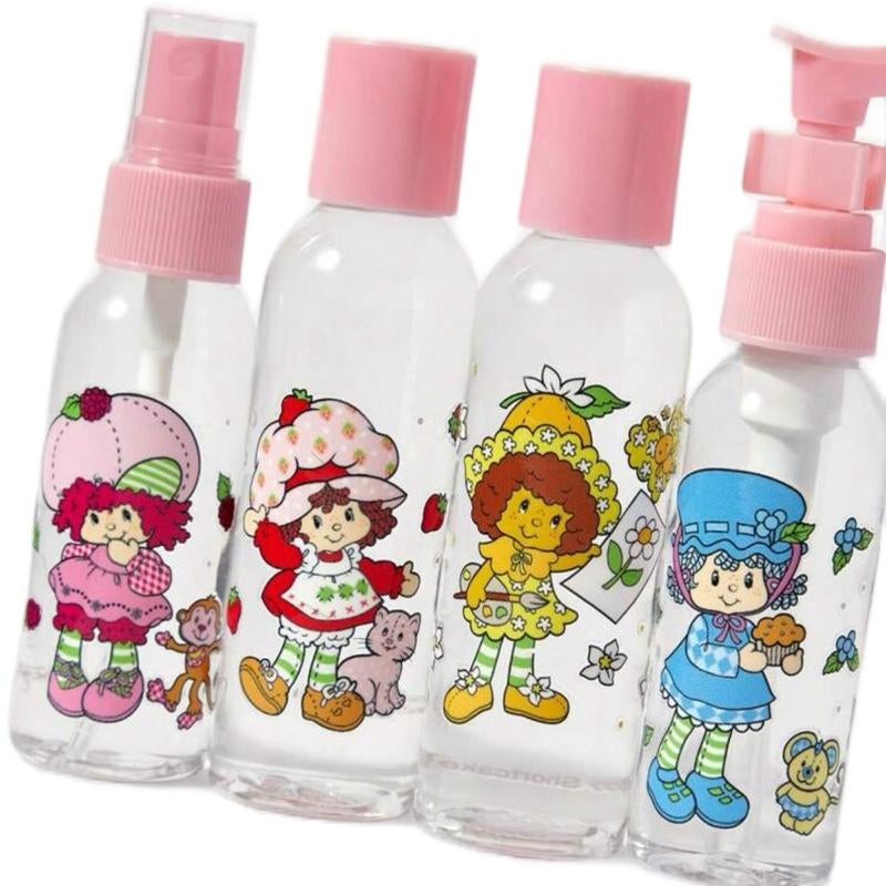 Strawberry Shortcake 6 Pcs Travel Containers Set with Bottle Lids and Organizer Multicolor