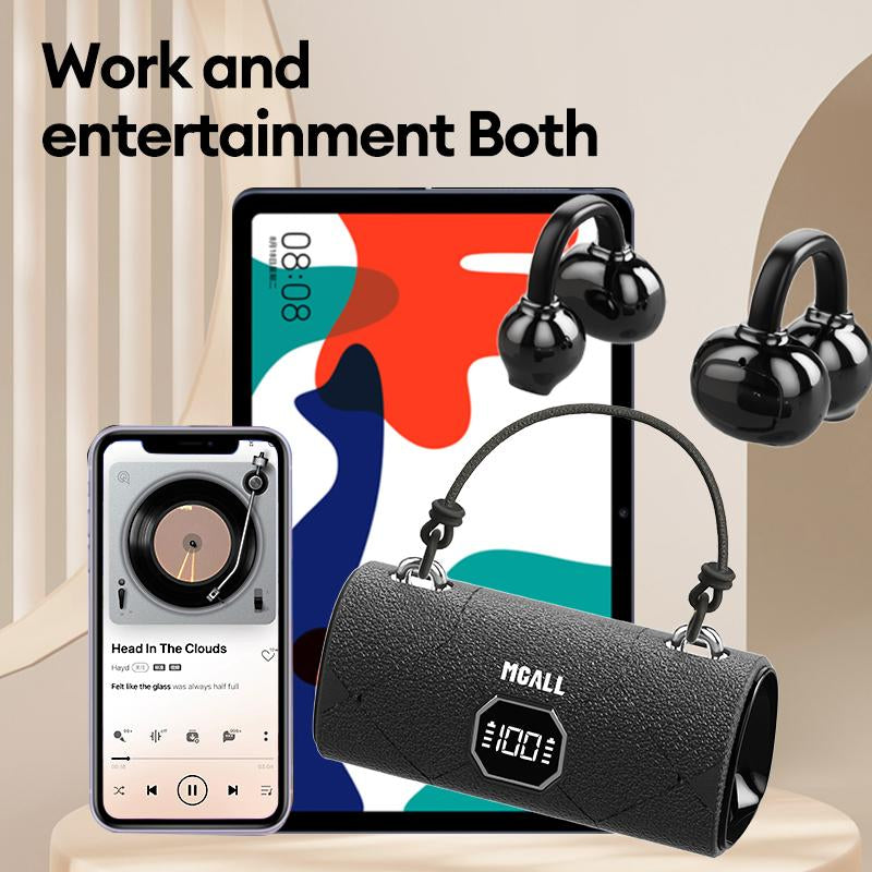 MGALL X22 Fashionable Clip-On Wireless Headphones with HandbagâStyle LightâLuxury Leather Texture, Comfortable Fit, 2025 Bluetooth 6.0, LED HD Display, Hifi Sound, Sport & Travel Ready, Perfect Gift for Girlfriend,Tiktokshop Back to School