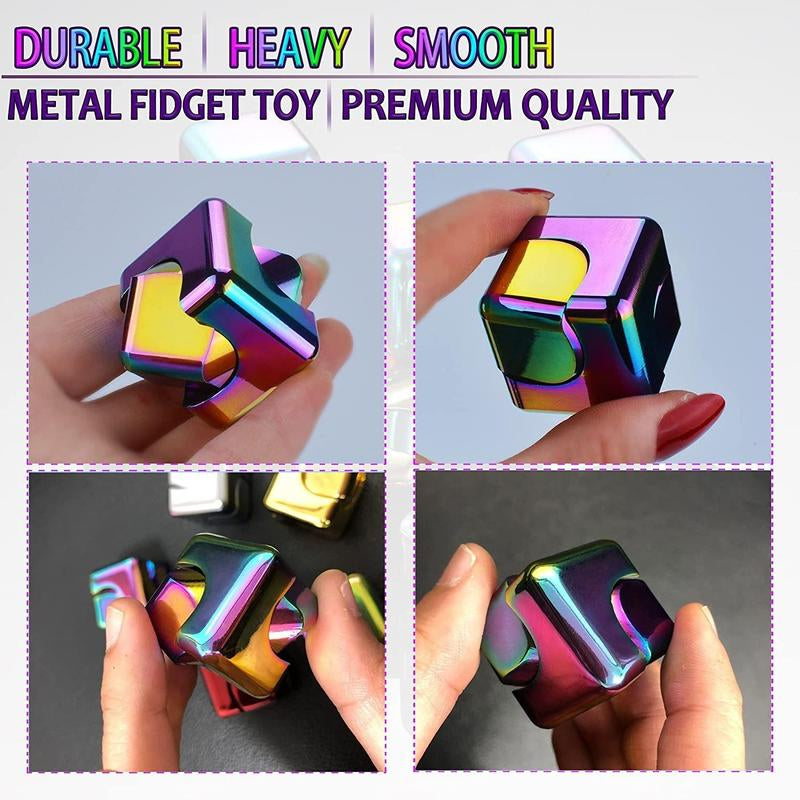 Alloy Spinning Rubik'S Cube, Finger Spinner, Colorful Square Fidget Spinner, Cube Leisure Toys