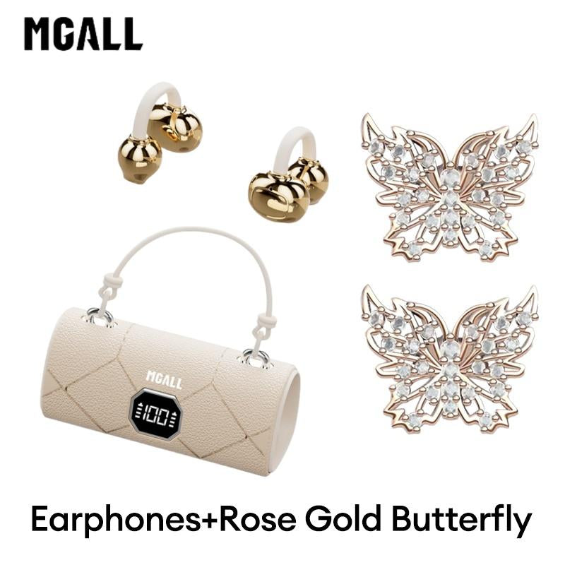 MGALL X22 Fashionable Clip-On Wireless Headphones with HandbagâStyle LightâLuxury Leather Texture, Comfortable Fit, 2025 Bluetooth 6.0, LED HD Display, Hifi Sound, Sport & Travel Ready, Perfect Gift for Girlfriend,Tiktokshop Back to School