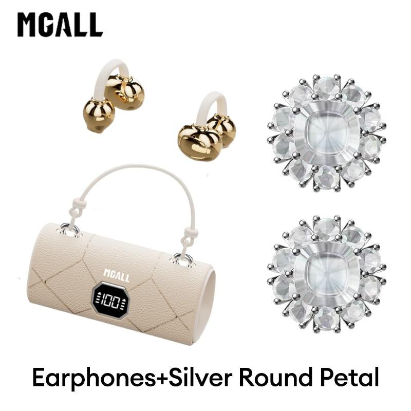MGALL X22 Fashionable Clip-On Wireless Headphones with HandbagâStyle LightâLuxury Leather Texture, Comfortable Fit, 2025 Bluetooth 6.0, LED HD Display, Hifi Sound, Sport & Travel Ready, Perfect Gift for Girlfriend,Tiktokshop Back to School