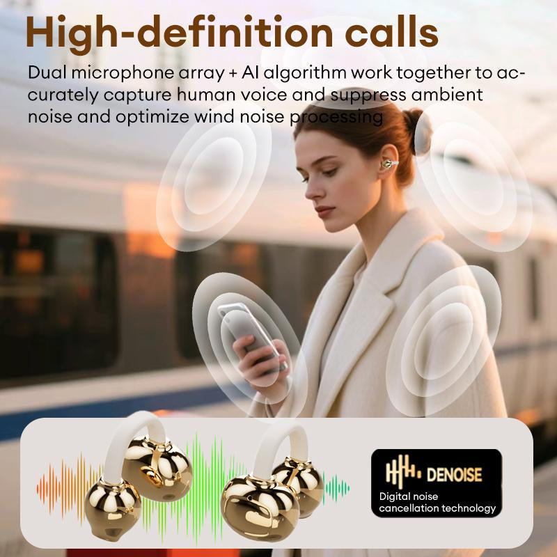MGALL X22 Fashionable Clip-On Wireless Headphones with HandbagâStyle LightâLuxury Leather Texture, Comfortable Fit, 2025 Bluetooth 6.0, LED HD Display, Hifi Sound, Sport & Travel Ready, Perfect Gift for Girlfriend,Tiktokshop Back to School