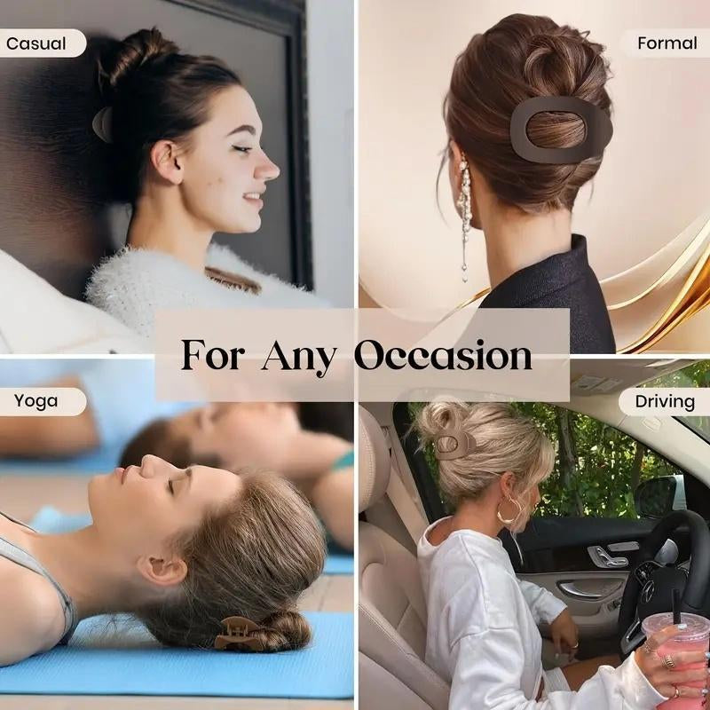 4Pcs Frosted Oval Acrylic Hair Clips ā Minimalist Solid Color Barrettes for Women, No Crease, Daily Wear & Gift-Ready