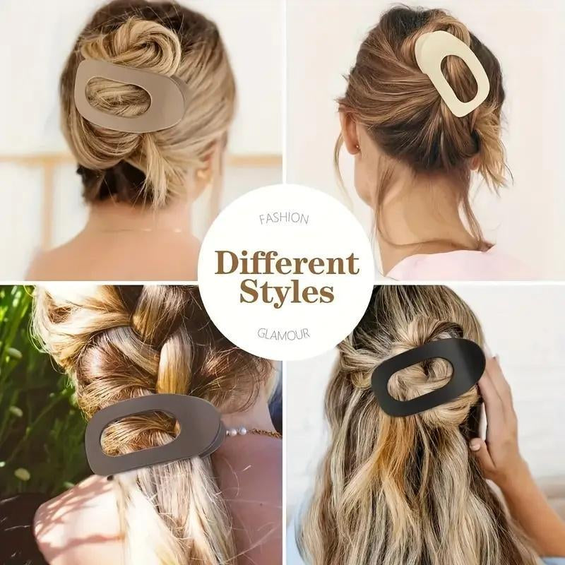 4Pcs Frosted Oval Acrylic Hair Clips ā Minimalist Solid Color Barrettes for Women, No Crease, Daily Wear & Gift-Ready