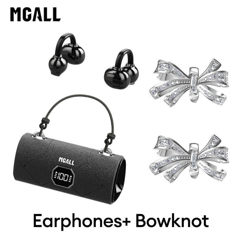 MGALL X22 Fashionable Clip-On Wireless Headphones with HandbagâStyle LightâLuxury Leather Texture, Comfortable Fit, 2025 Bluetooth 6.0, LED HD Display, Hifi Sound, Sport & Travel Ready, Perfect Gift for Girlfriend,Tiktokshop Back to School