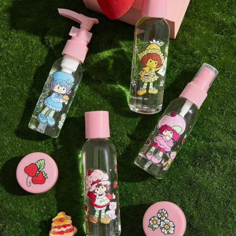 Strawberry Shortcake 6 Pcs Travel Containers Set with Bottle Lids and Organizer Multicolor