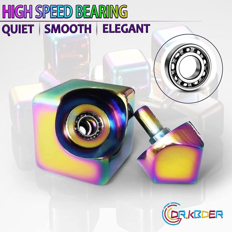 Alloy Spinning Rubik'S Cube, Finger Spinner, Colorful Square Fidget Spinner, Cube Leisure Toys