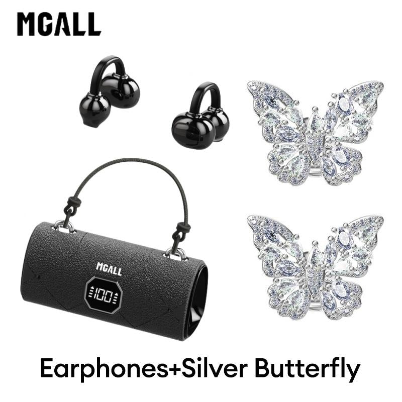 MGALL X22 Fashionable Clip-On Wireless Headphones with HandbagâStyle LightâLuxury Leather Texture, Comfortable Fit, 2025 Bluetooth 6.0, LED HD Display, Hifi Sound, Sport & Travel Ready, Perfect Gift for Girlfriend,Tiktokshop Back to School