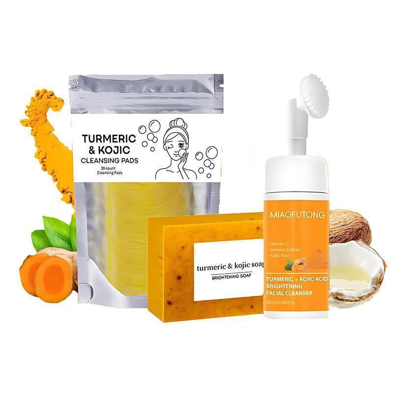 AGICEA Turmeric & Kojic Acid Brightening Soap 300G - All Natural Organic Lemon Scented Bar for Face & Body Care Reduces Acne Fades Scars Cleanses Skin Gentle Radiant Cleansing Aroma - Cleanser