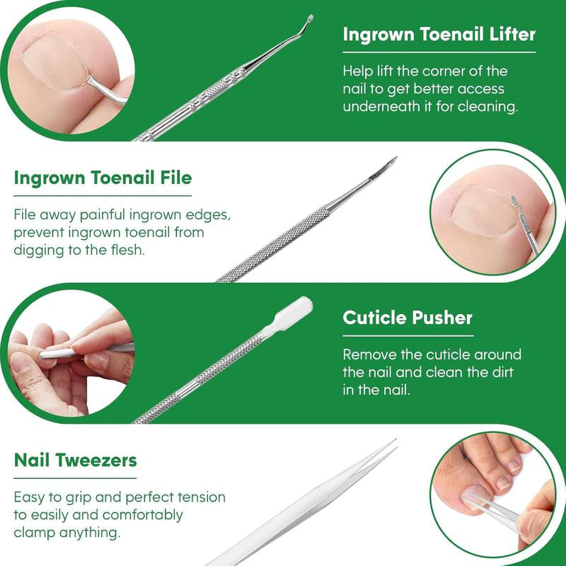 XIFEPR Professional Ingrown Toenail Kit Stainless Steel Corrector & Clipper Set Pedicure Tools for Thick Nails Pain Relief Care