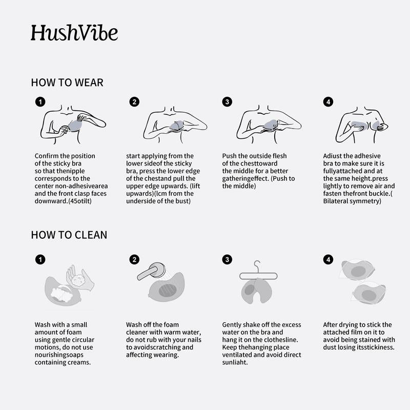 Hushvibe Invisible Push-Up Sticky Bra Seamless Fit, Adhesive V- Bra Fabric, Comfortable Women'S Underwear, Dresses, Bridal Bra, Strapless Bras, Women'S Bras.