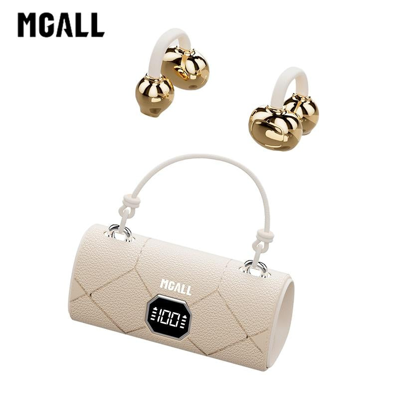 MGALL X22 Fashionable Clip-On Wireless Headphones with HandbagâStyle LightâLuxury Leather Texture, Comfortable Fit, 2025 Bluetooth 6.0, LED HD Display, Hifi Sound, Sport & Travel Ready, Perfect Gift for Girlfriend,Tiktokshop Back to School