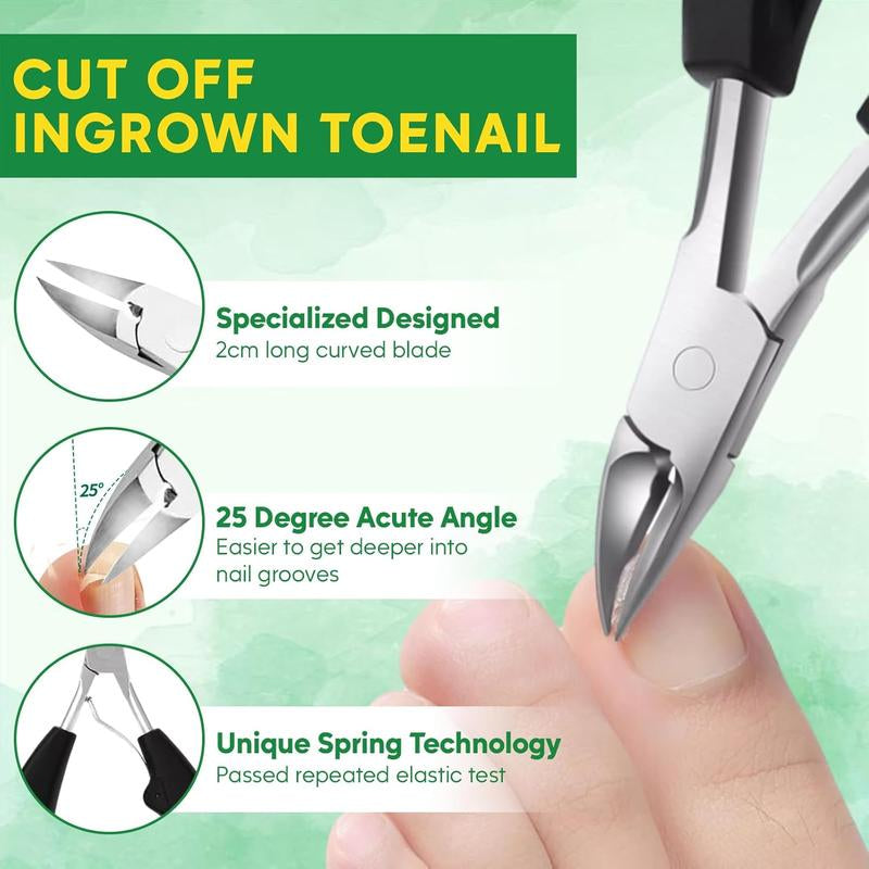 XIFEPR Professional Ingrown Toenail Kit Stainless Steel Corrector & Clipper Set Pedicure Tools for Thick Nails Pain Relief Care