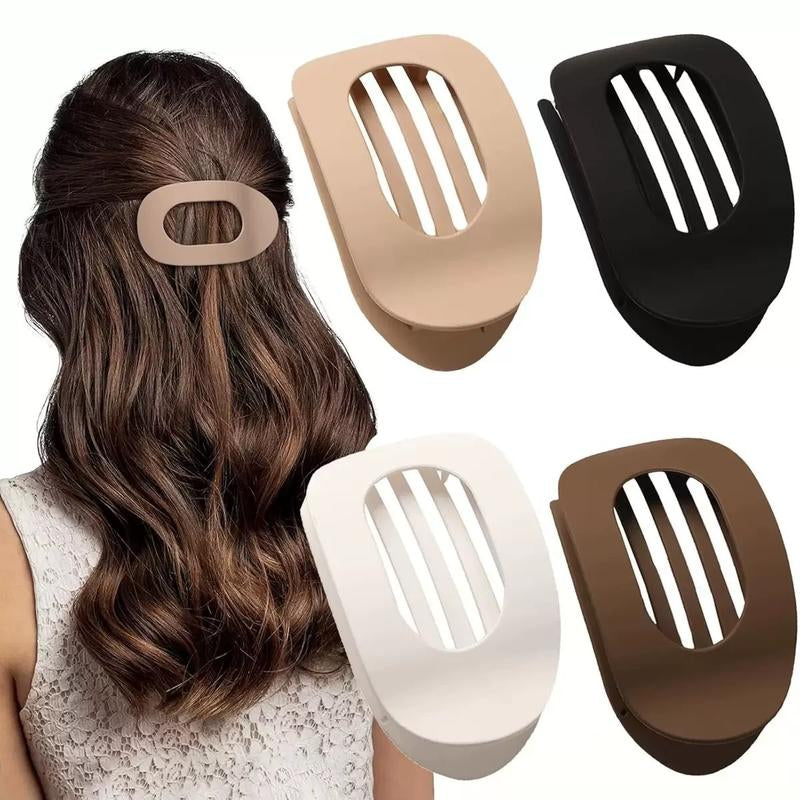 4Pcs Frosted Oval Acrylic Hair Clips ā Minimalist Solid Color Barrettes for Women, No Crease, Daily Wear & Gift-Ready