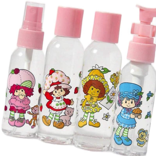 Strawberry Shortcake 6 Pcs Travel Containers Set with Bottle Lids and Organizer Multicolor