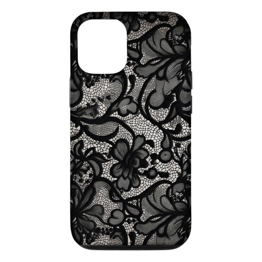 Black Lace Vintage Pattern Case, Phone Accessories, Cute Phone Case, Fashion Case, Perfect Gift for Her/Him, Phone Case for Iphone, Creative Dual Layer Case