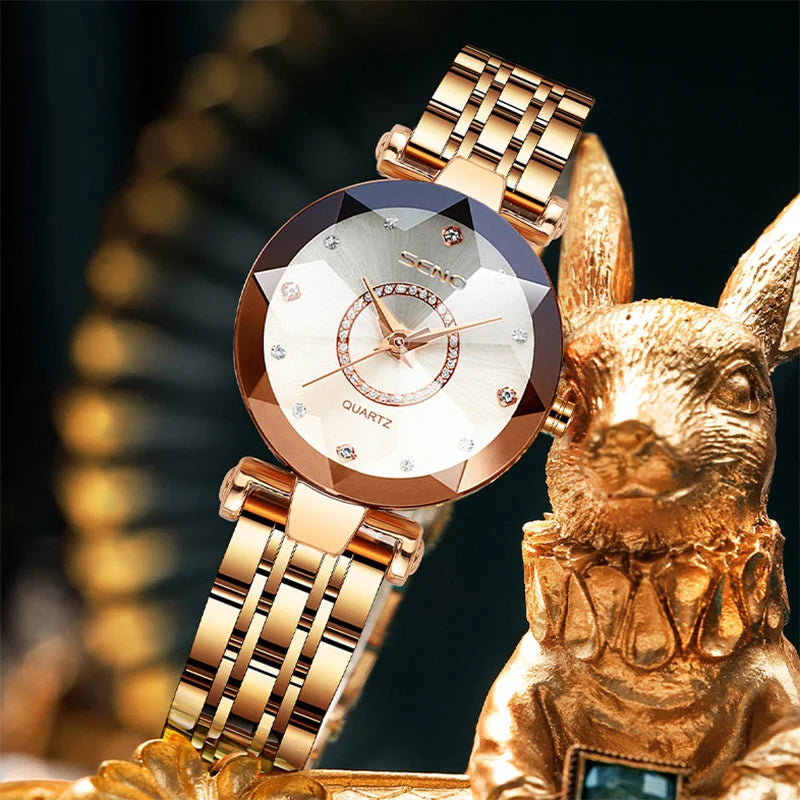 Quartz Watches for Women'S 2023 Luxury Fashion Popular Ocean Heart Star Sky Diamond Face Steel Band Waterproof Wristwatch