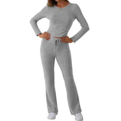 TRENDY QUEEN Women 2 Piece Foldover Yoga Flare Leggings Pants Crop Tops Casual Y2K Outfits