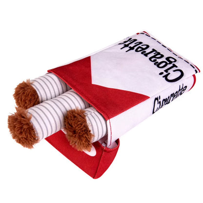 Dogs Cigarette Teeth Grinding Toys with Squeaking Sound Funny Squeaky Cigar Plush Toy for Pet Chewing Teething Grinding Training