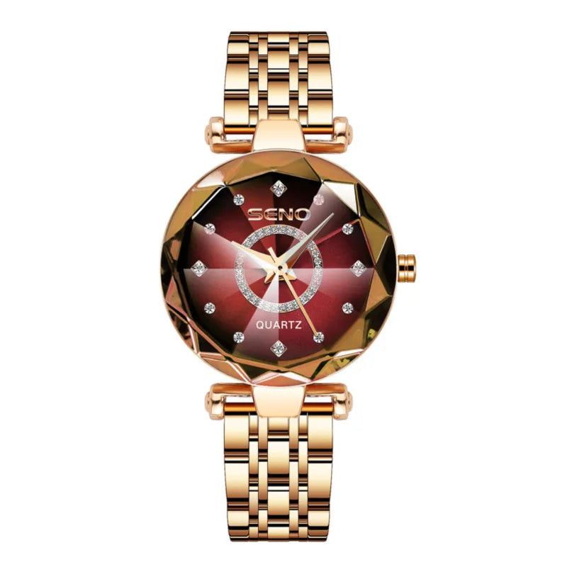 Quartz Watches for Women'S 2023 Luxury Fashion Popular Ocean Heart Star Sky Diamond Face Steel Band Waterproof Wristwatch