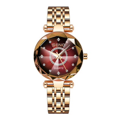 Quartz Watches for Women'S 2023 Luxury Fashion Popular Ocean Heart Star Sky Diamond Face Steel Band Waterproof Wristwatch