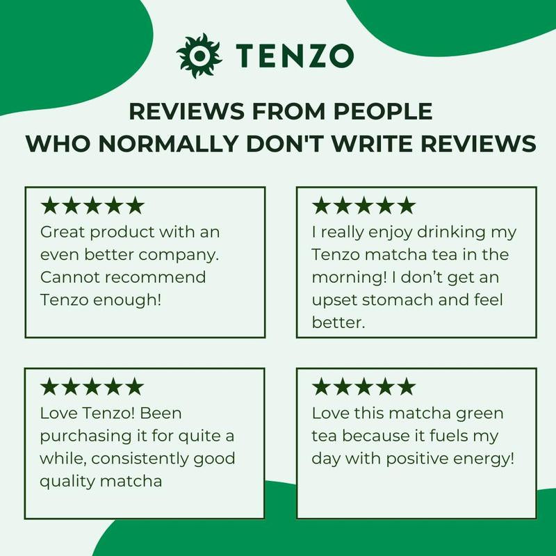 Tenzo Organic Matcha - 60 Servings Ceremonial Organic Matcha Powder with Smooth, Vibrant, Savory Flavor, Stone Grind, Traditional Green Tea, Reusable Tin, Scooper