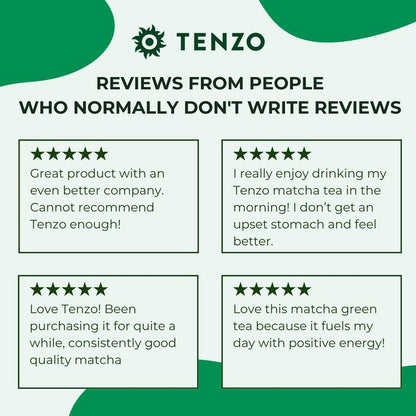 Tenzo Organic Matcha - 60 Servings Ceremonial Organic Matcha Powder with Smooth, Vibrant, Savory Flavor, Stone Grind, Traditional Green Tea, Reusable Tin, Scooper