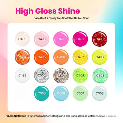 Beetles Summer Gel Nail Polish Set, 23 Pcs 20 Colors Neon Hot Pink Glitter Yellow Orange Blue Clear Pastel Gel Nail Polish Kit Soak off UV Base Glossy & Matte Top Coat Rainbow Nail Gift for Women