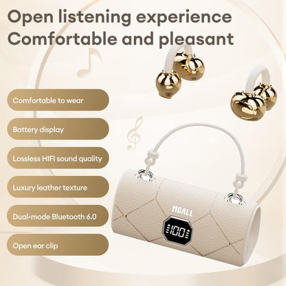 MGALL X22 Fashionable Clip-On Wireless Headphones with Handbag‑Style Light‑Luxury Leather Texture, Comfortable Fit, 2025 Bluetooth 6.0, LED HD Display, Hifi Sound, Sport & Travel Ready, Perfect Gift for Girlfriend,Tiktokshop Back to School