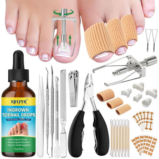 XIFEPR Professional Ingrown Toenail Kit Stainless Steel Corrector & Clipper Set Pedicure Tools for Thick Nails Pain Relief Care