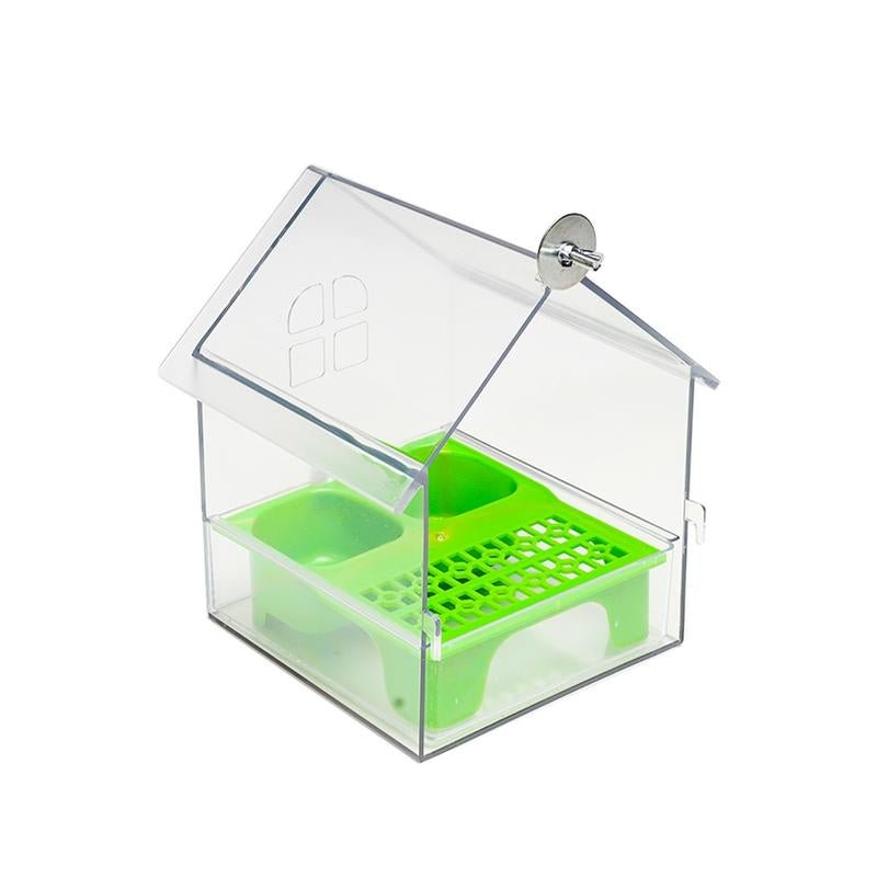 Spill Proof&Non Spur External Shower Box - Suitable for Cockatiels, Peony, Xuan Feng, Little Sun Birds - Parrot Bathtub Feeder