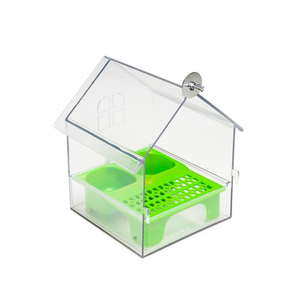 Spill Proof&Non Spur External Shower Box - Suitable for Cockatiels, Peony, Xuan Feng, Little Sun Birds - Parrot Bathtub Feeder