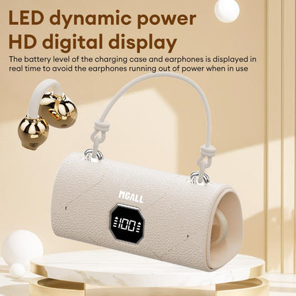 MGALL X22 Fashionable Clip-On Wireless Headphones with Handbag‑Style Light‑Luxury Leather Texture, Comfortable Fit, 2025 Bluetooth 6.0, LED HD Display, Hifi Sound, Sport & Travel Ready, Perfect Gift for Girlfriend,Tiktokshop Back to School