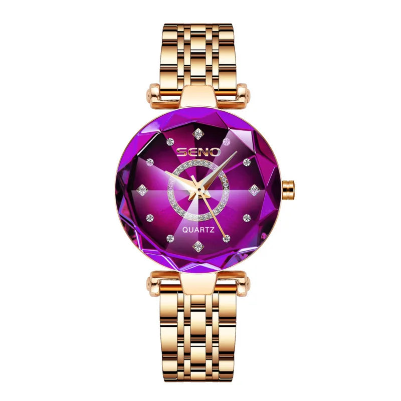 Quartz Watches for Women'S 2023 Luxury Fashion Popular Ocean Heart Star Sky Diamond Face Steel Band Waterproof Wristwatch