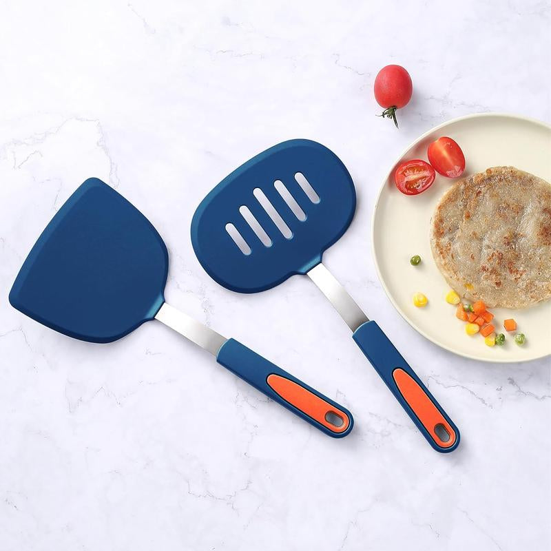 5 Pieces Silicone Spatula Set, Non-Stick Silicone Turner Spatulas, Heat Resistance Cooking Utensils, Flip Turner for Fish, Egg, Pancake, Light Grey