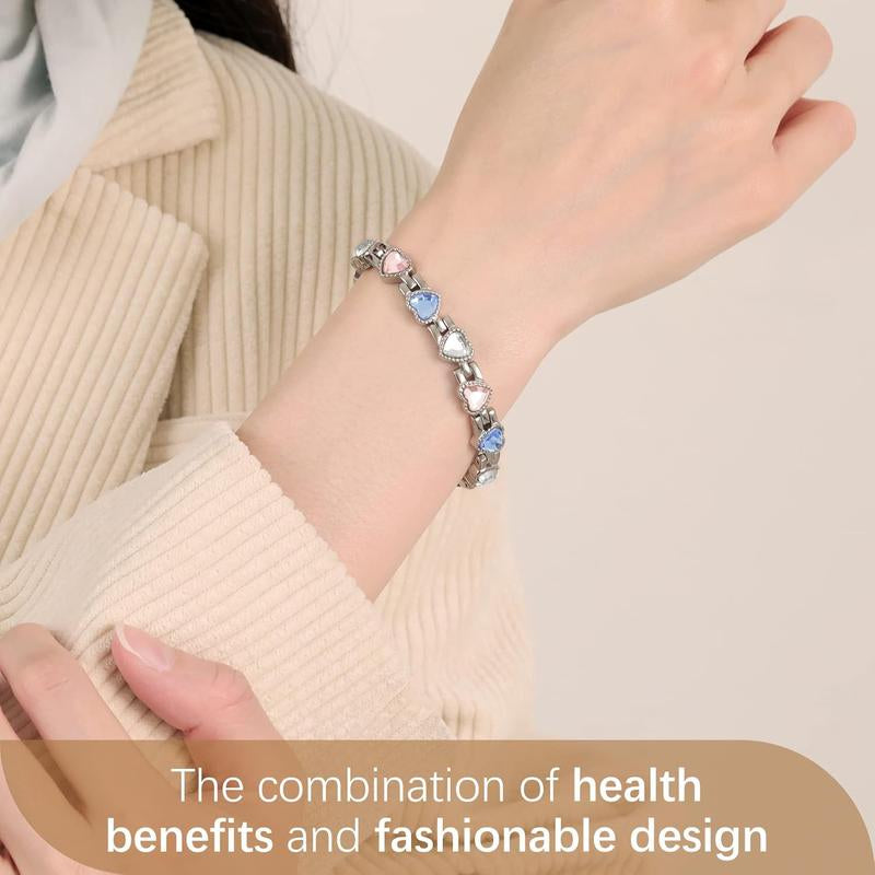 Jecanori Magnetic Bracelets for Women, Titanium Steel Magnetic Bracelet with Neodymium Magnets & Sparkling Crystals, Jewelry Gifts