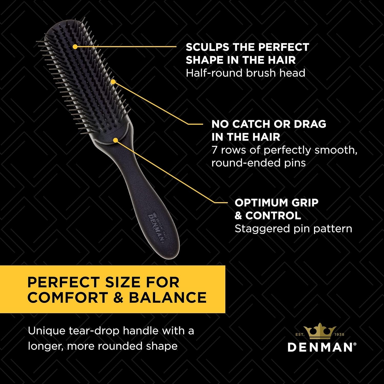 D3 7 Rows Curly Hair Brush Detangling Detangling Detangling Shaping Curls Defining Hair Brush for Men and Women
