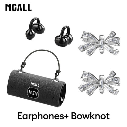 MGALL X22 Fashionable Clip-On Wireless Headphones with Handbag‑Style Light‑Luxury Leather Texture, Comfortable Fit, 2025 Bluetooth 6.0, LED HD Display, Hifi Sound, Sport & Travel Ready, Perfect Gift for Girlfriend,Tiktokshop Back to School