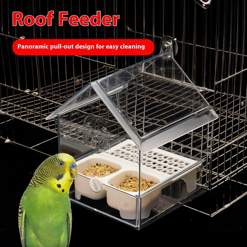 Spill Proof&Non Spur External Shower Box - Suitable for Cockatiels, Peony, Xuan Feng, Little Sun Birds - Parrot Bathtub Feeder
