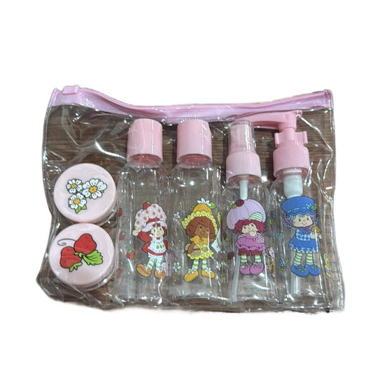 Strawberry Shortcake 6 Pcs Travel Containers Set with Bottle Lids and Organizer Multicolor