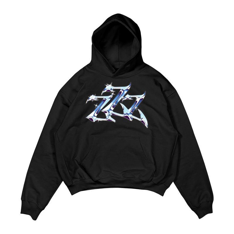 ZZZ/777 Blue Hoodie for Men - Oversized French Style Sweatshirt - Man