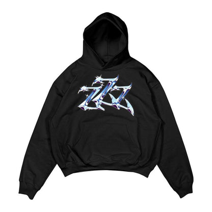 ZZZ/777 Blue Hoodie for Men - Oversized French Style Sweatshirt - Man