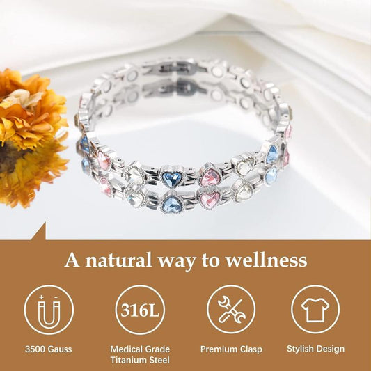 Jecanori Magnetic Bracelets for Women, Titanium Steel Magnetic Bracelet with Neodymium Magnets & Sparkling Crystals, Jewelry Gifts