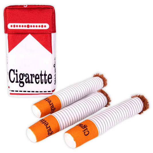 Dogs Cigarette Teeth Grinding Toys with Squeaking Sound Funny Squeaky Cigar Plush Toy for Pet Chewing Teething Grinding Training