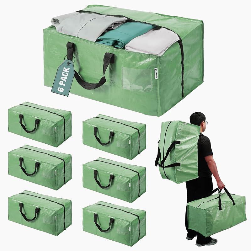 6 Pack Extra Large Moving Bags with Zippersheavy-Duty Storage Tote for Space Saving Moving Storage (Pink) Moving Bags Carry-On Suitcase Compact Travel Vacuum Storage Bags Organizer Storage Bag Large Capacity Pocket Easy Open Lid
