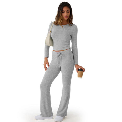 TRENDY QUEEN Women 2 Piece Foldover Yoga Flare Leggings Pants Crop Tops Casual Y2K Outfits