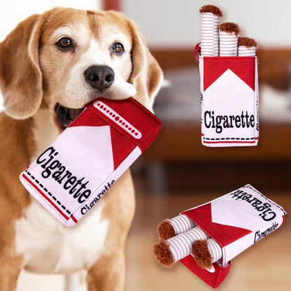 Dogs Cigarette Teeth Grinding Toys with Squeaking Sound Funny Squeaky Cigar Plush Toy for Pet Chewing Teething Grinding Training