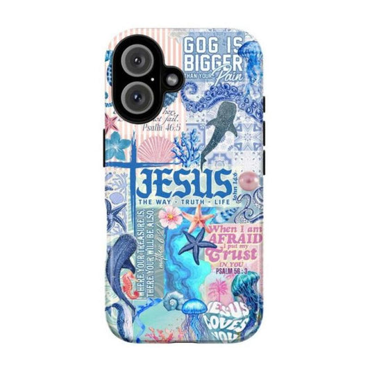 Jesus Christian Phone Case with Psalms 46:5 & Job 22:28 Inspirational Quotes for Iphone 16 Pro Max Samsung Pixel Aesthetic Floral Design Durable 2-Piece Protection Wireless Charging Friendly